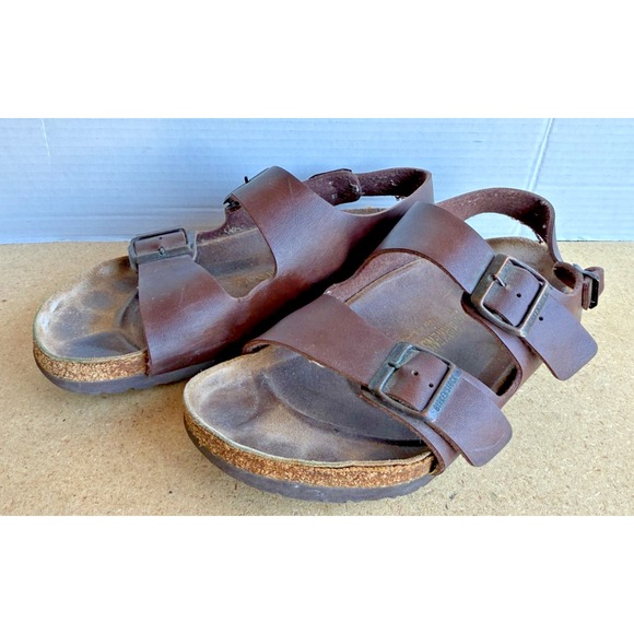 Birkenstock Women's size 40/ 9 Milano Sandals Brown Oiled Leather Casual Buckle - Picture 1 of 6